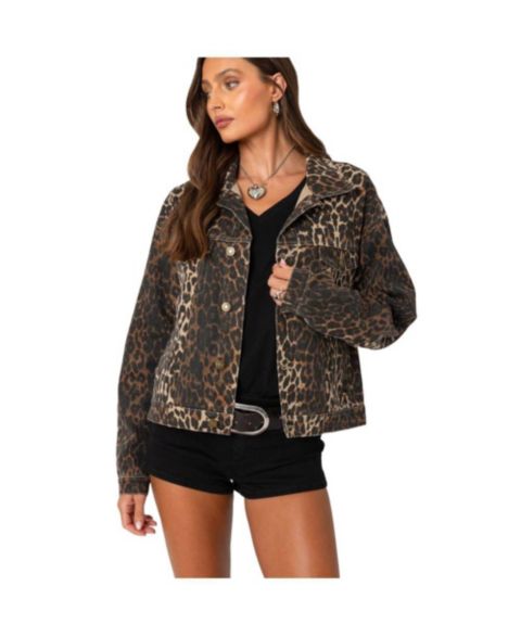 Женские куртки Edikted Leopard Print Denim Jacket