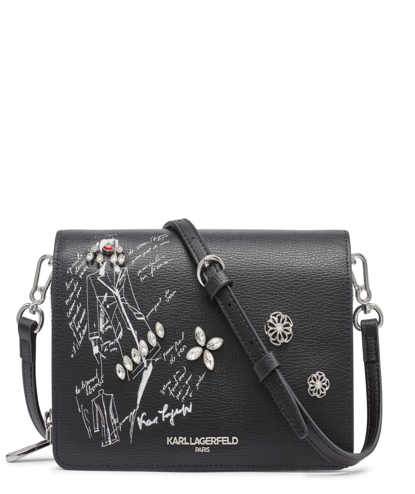 Женская сумка KARL LAGERFELD PARIS Lourdes Crossbody, цвет: Чёрный / Белый — фото 1