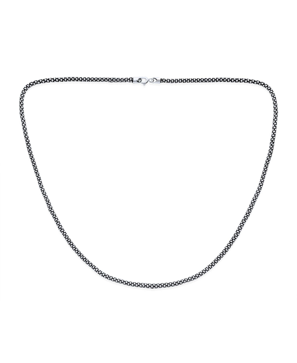 Bling Jewelry Bali Style Thin .925 Sterling Silver Coreana Black Antiqued Popcorn Chain Necklace 3MM