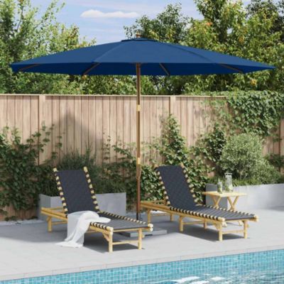 Garden Parasol with Wooden Pole 137.8" Blue
