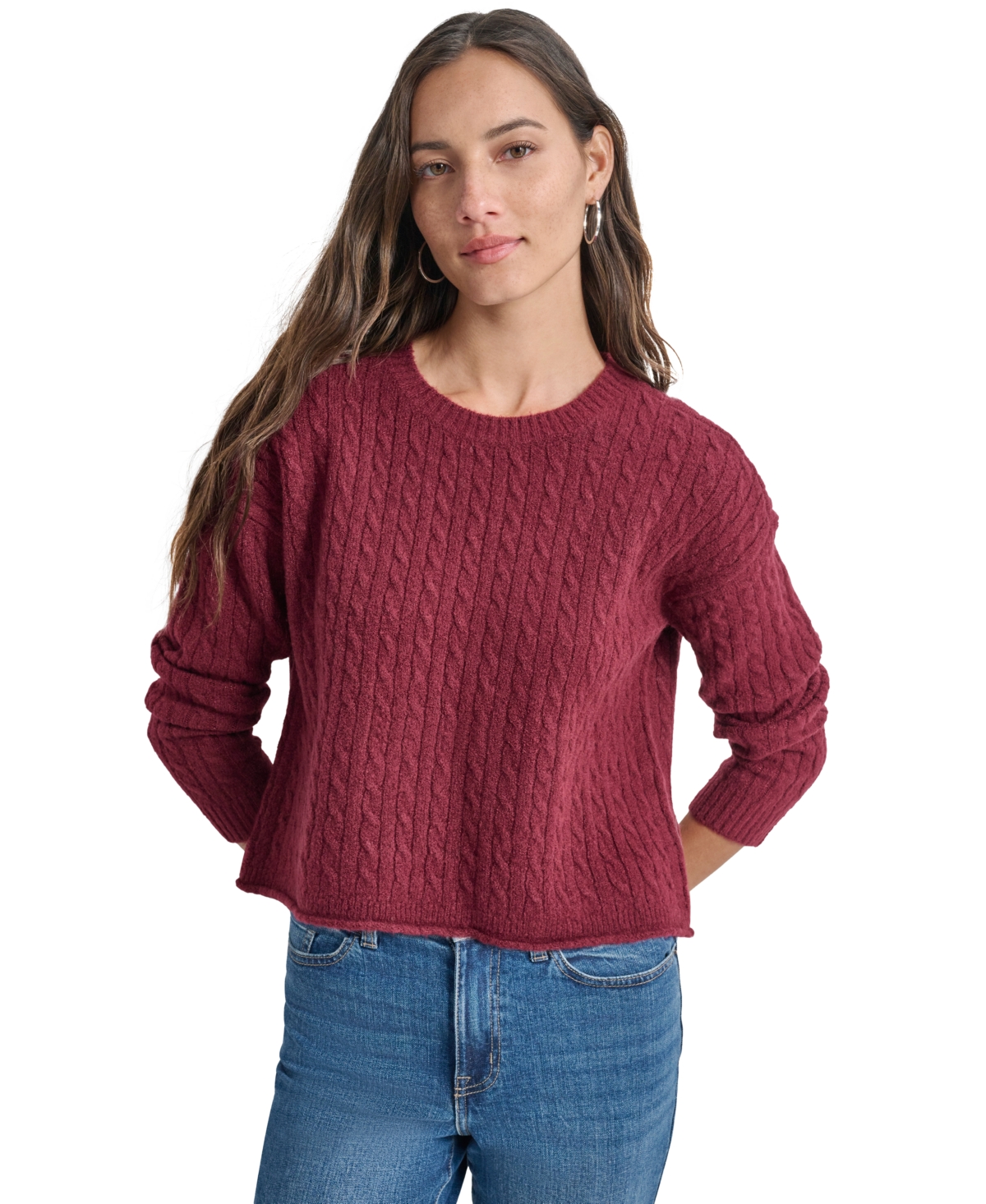 Petite Crewneck Cable-Knit Sweater - Travertine