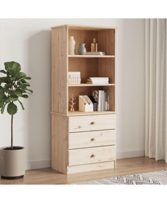 Bookcase Natural Solid Pine Wood 23.6 x 13.8 x 55.9 in Bookcase