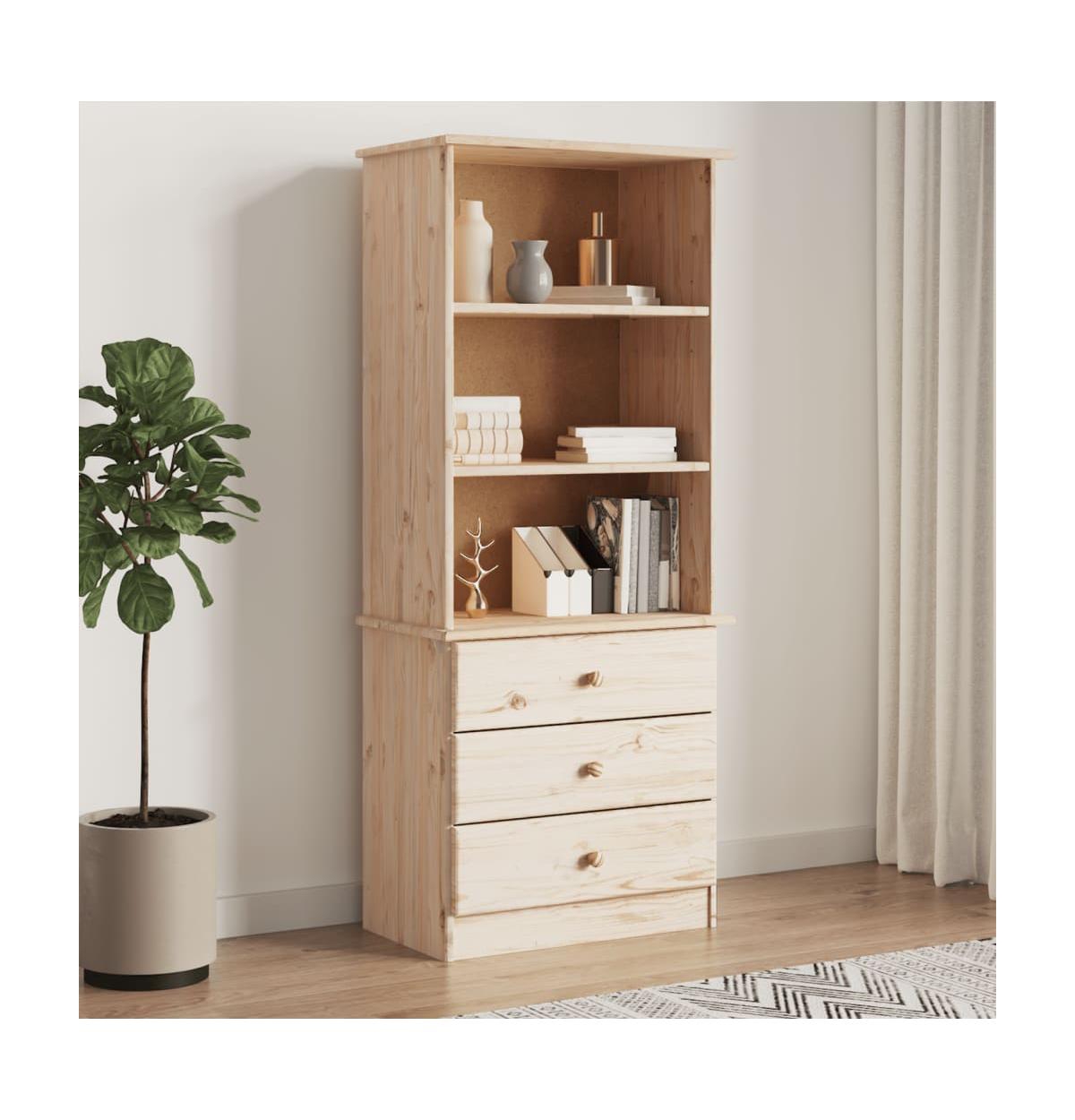 Bookcase with Drawers Alta 23.6"x13.8"x55.9" Solid Wood Pine