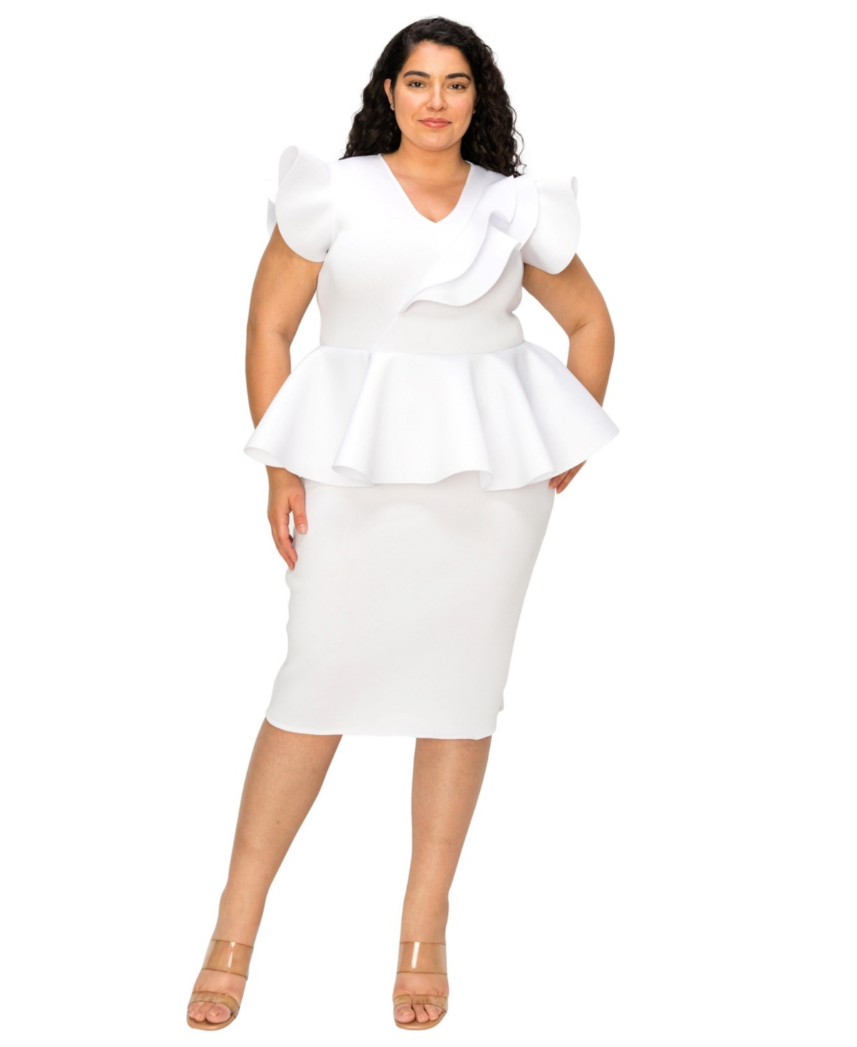 L I V D Plus Size Onyx Neoprene Peplum Dress
