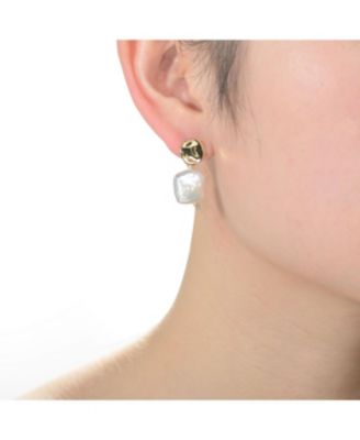 Very Stylish Sterling Silver with Gold Plating and Genuine Freshwater Pearl Dangling Earrings