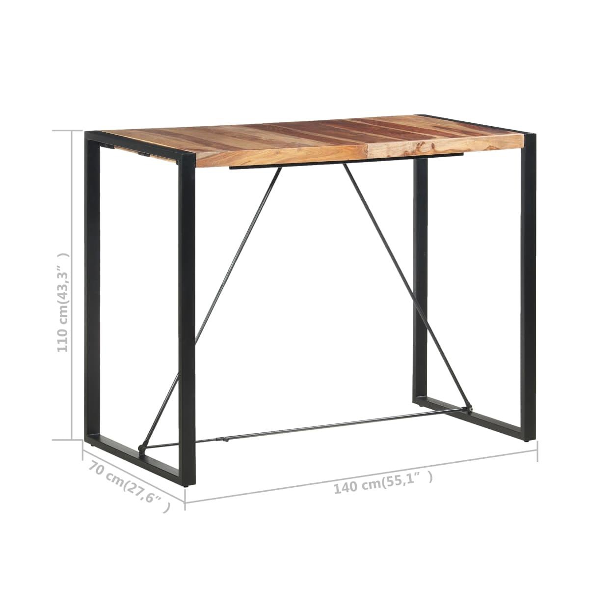 vidaXL Bar Table 55.1"x27.6"x43.3" Solid Sheesham Wood