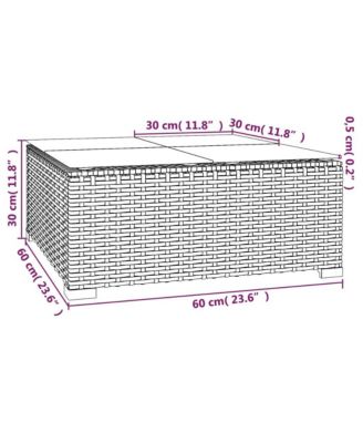 Garden Coffee Table Brown PE rattan, powder-coated steel, glass