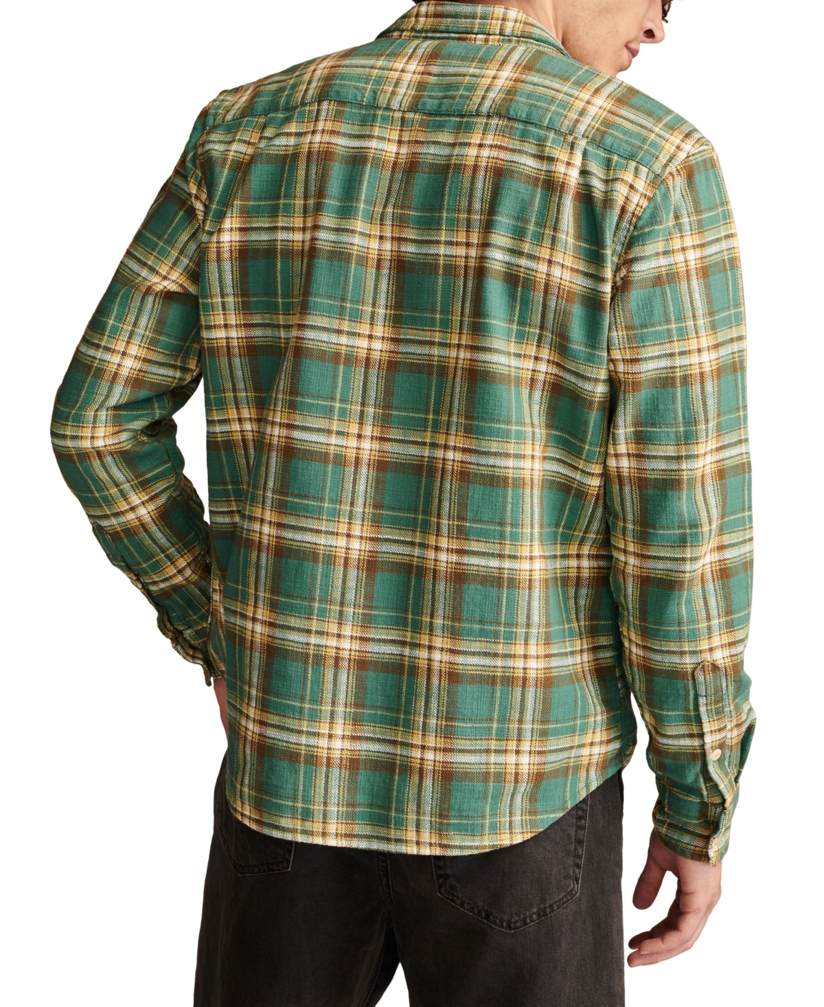 Lucky Brand Men's Big Slub Twill Plaid Long Sleeve Utility Shirt