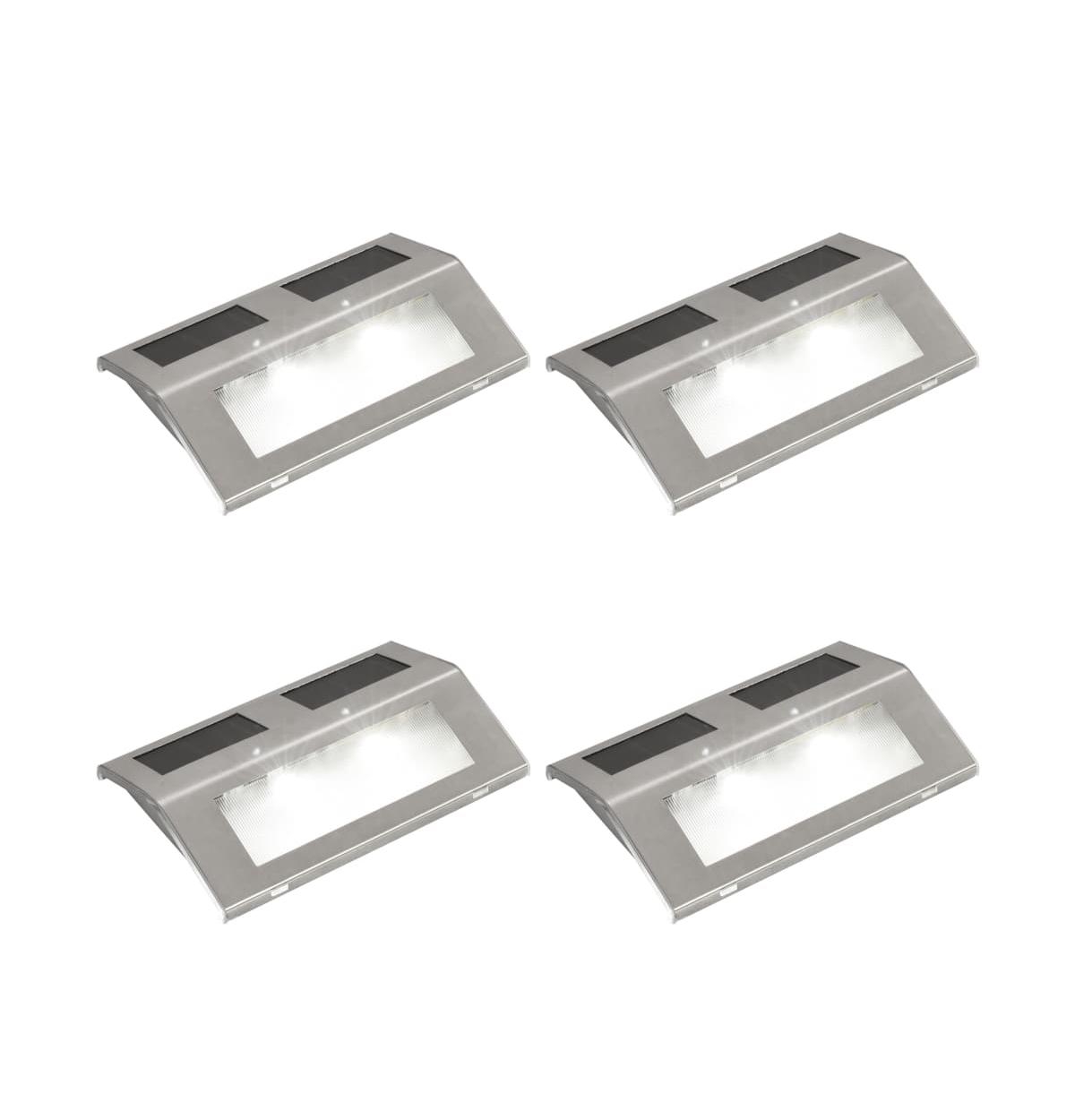 Solar 4 x Stair Lamp - Silver