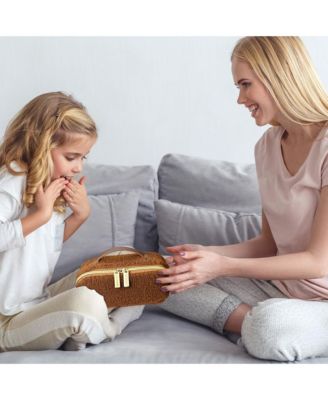 Plush Makeup Case Open Flat Travel Toiletry Accessories Organizer Bag