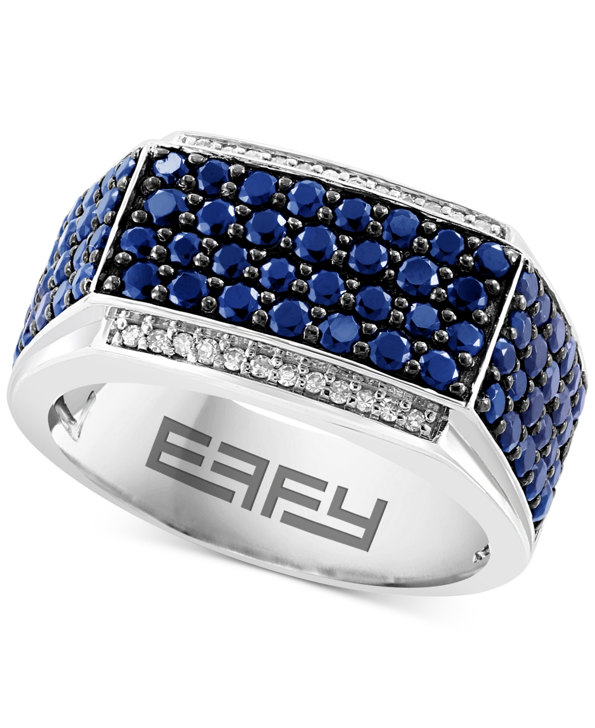 Effy Collection Effy Men's Ruby (2-1/2 Ct. T.w.) & Diamond (1/10 Ct. T.w.) Ring In Sterling Silver In Sapphire
