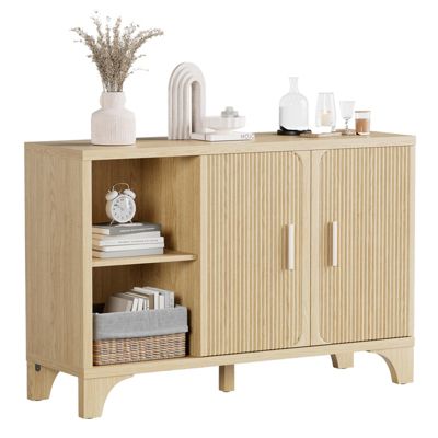 47-inch Mid Century Modern Buffet Cabinet with Fluted Doors, Wood Sideboard and Credenza for Kitchen or Living Room