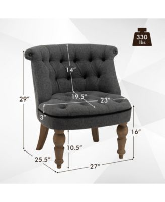 Set of 2 Upholstered Armless Slipper Chairs with Beech Wood Legs