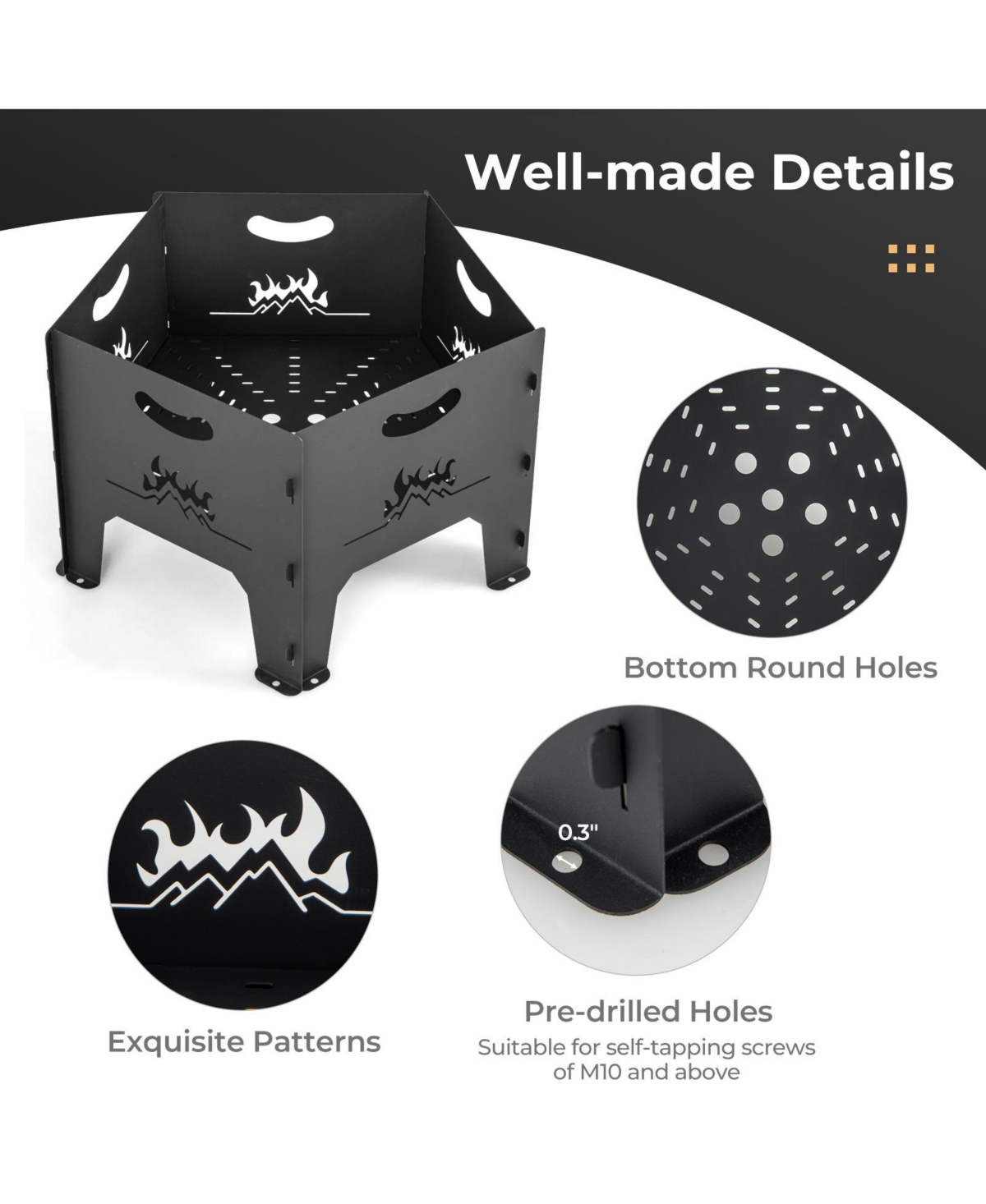 Inolait Inches Collapsible Portable Plug Fire Pit with Storage Bag