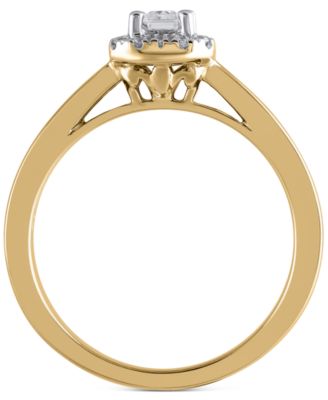 Diamond Emerald-Cut Halo Engagement Ring (1/2 ct. t.w.) in 14k Gold