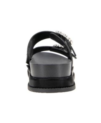 Women's Batina Rhinestone Buckle Double Band Flat Sandals