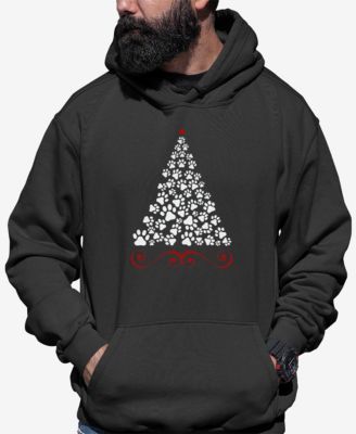 Men's Paw Christmas Tree Word Art Hooded Sweatshirt