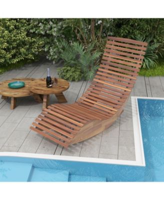 Outdoor Acacia Wood Rocking Chair with Widened Slatted Seat and High Back