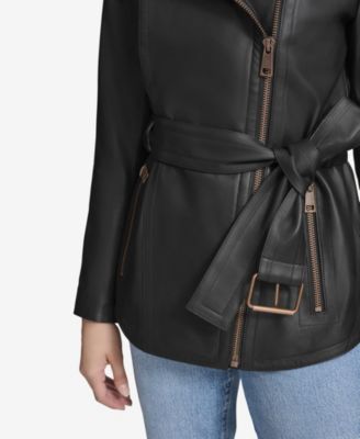 Women's Delphine Belted Leather Jacket