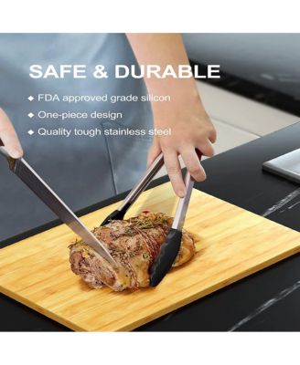 Kitchen Tongs Set with Silicone Tips Heat Resistant