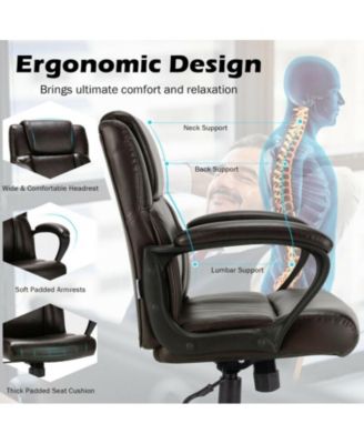 1 PC Adjustable Leather Executive Office Chair Computer Desk Chair with Armrest