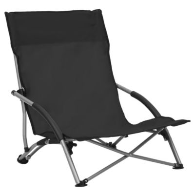 Beach Chair Set of 2 Black Oxford fabric, Steel Standard