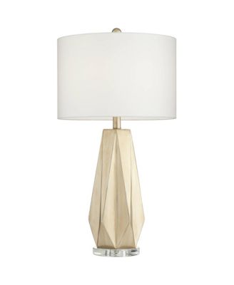 Bravo Modern Table Lamp 28" Tall Champagne Diamond Cut White Drum Shade for Bedroom Living Room Bedside Nightstand Office Kids