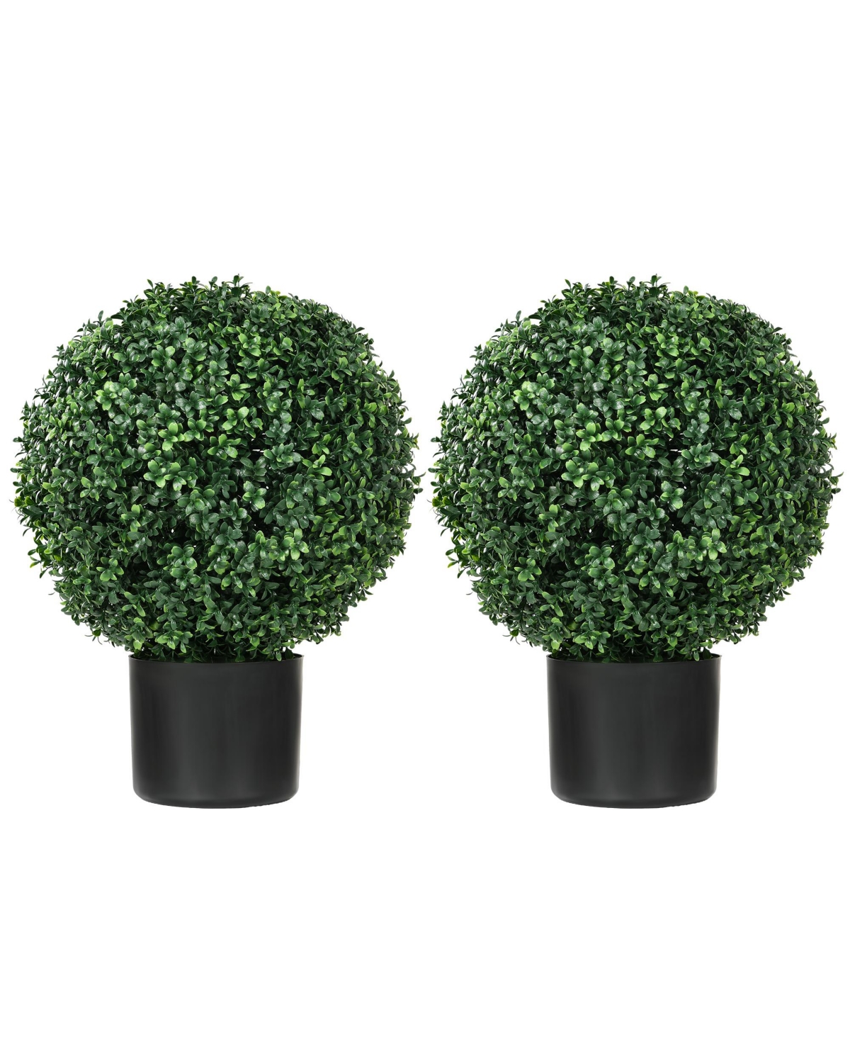 Homcom 2 Pack of Artificial Tree Boxwood Topiaries with Pots for Outdoor & Indoor