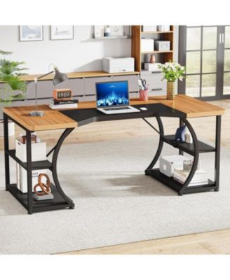 63-Inch Executive Desk, Large Office Computer Desk with Double Pedestal, Modern Simple Workstations Writing Table