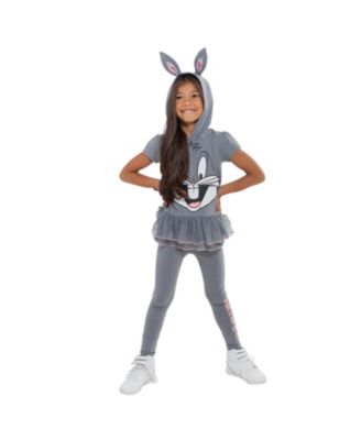 Girls Buggs Bunny Cosplay T-Shirt Dress and Leggings Outfit Set