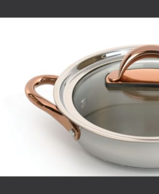 Ouro Gold 18/10 Stainless Steel 9.5" Deep Skillet with Glass Lid 3.1qt.