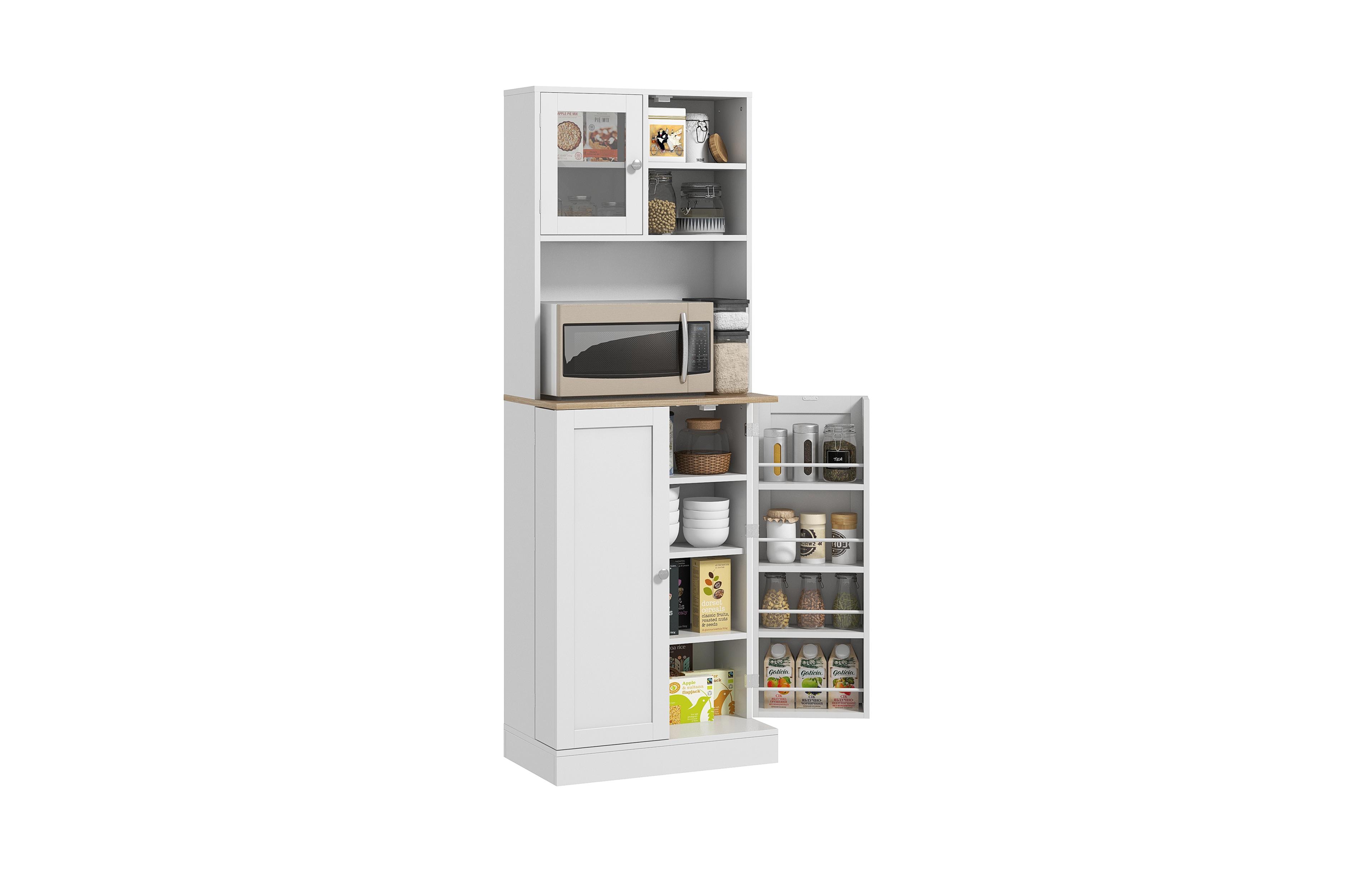 Homcom 66.5" Kitchen Pantry Storage Cabinet with Microwave Sd,