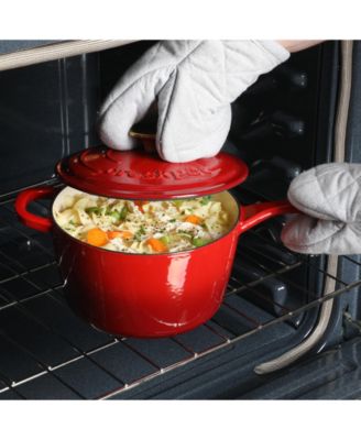 3 Qt Enamel Cast Iron Sauce Pan W/Lid - Gradient Red