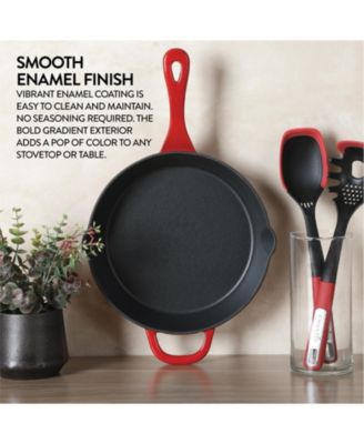 10 Inch Enamel Cast Iron Skillet - Gradient Red