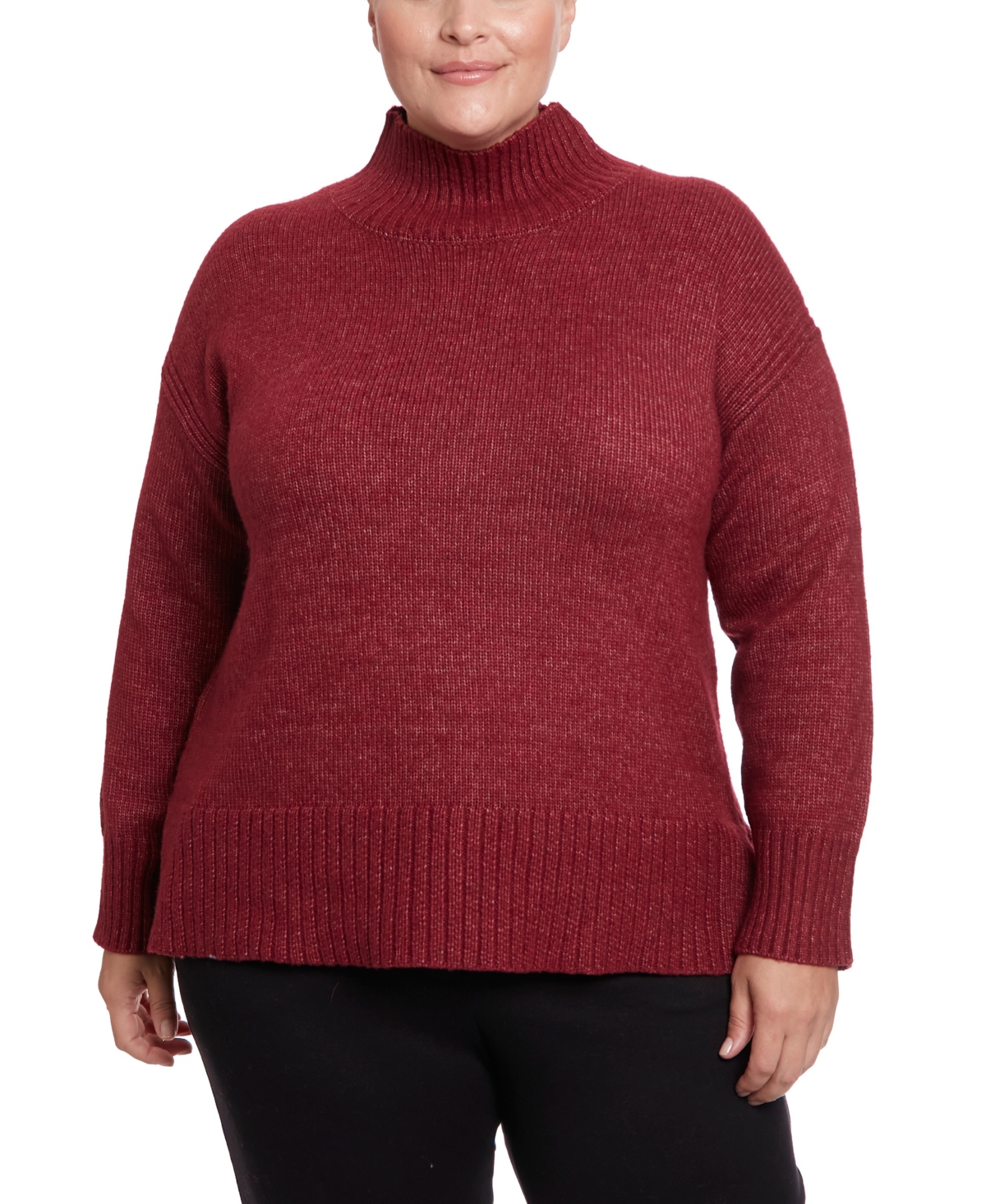Joseph A Plus Size Plush Tunic Mock Neck Sweater