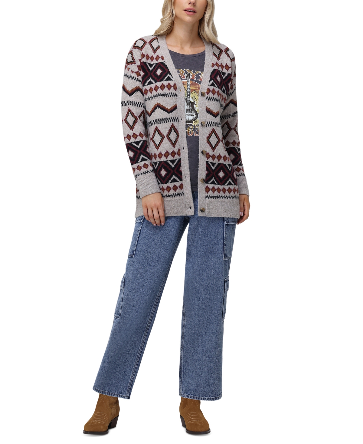 Frye Women's Southwestern Fair Isle Button-Up Cardigan