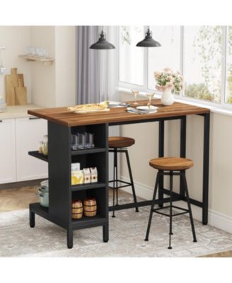 Kitchen Island, Kitchen Shelf Kitchen Bar Table with 5 Open Storage Shelves and Large Worktop, Industrial Butcher Block Island (Stools Not Included)