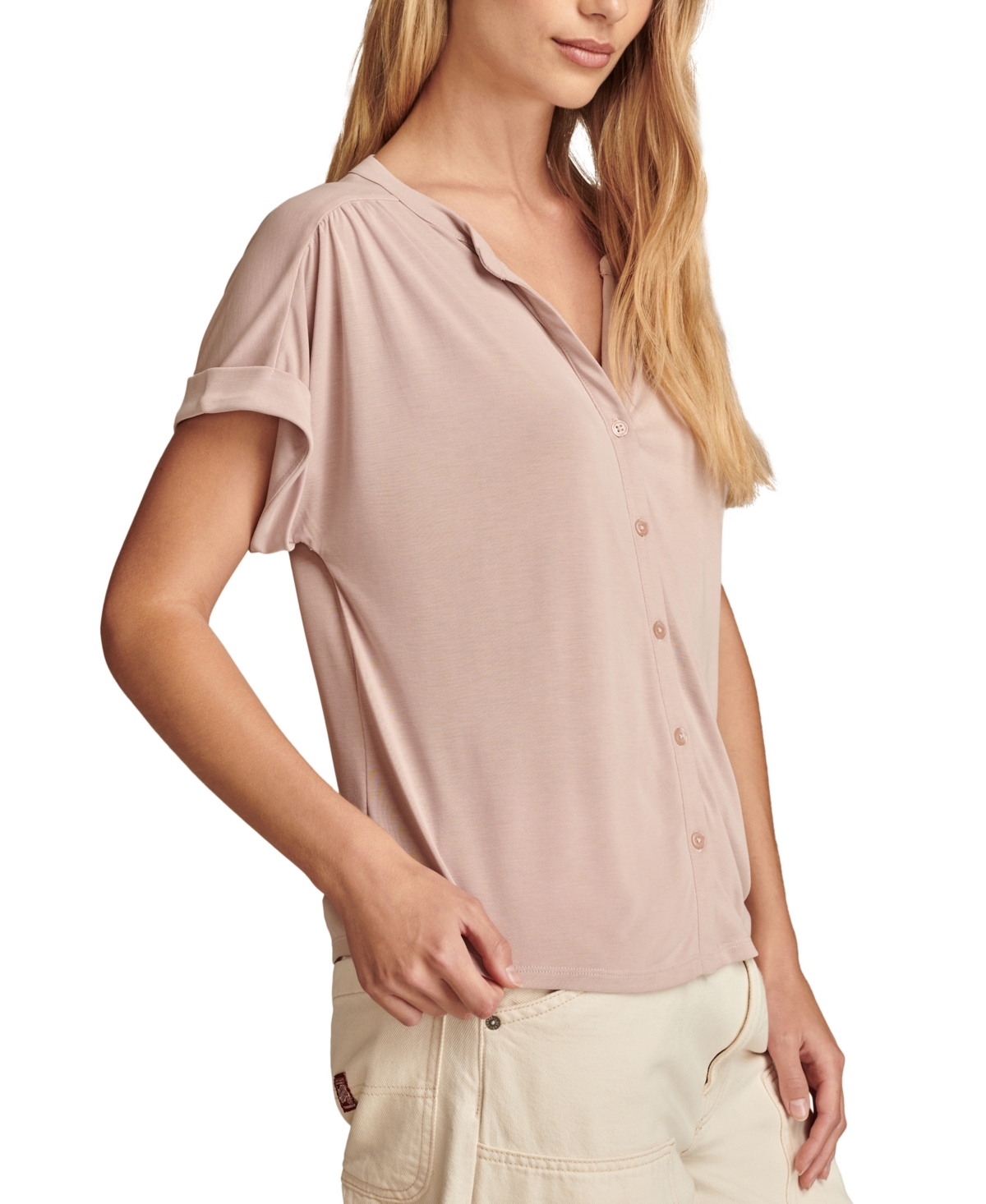 Lucky Brand Women's Sandwash Short Sleeve Button Front Shirt