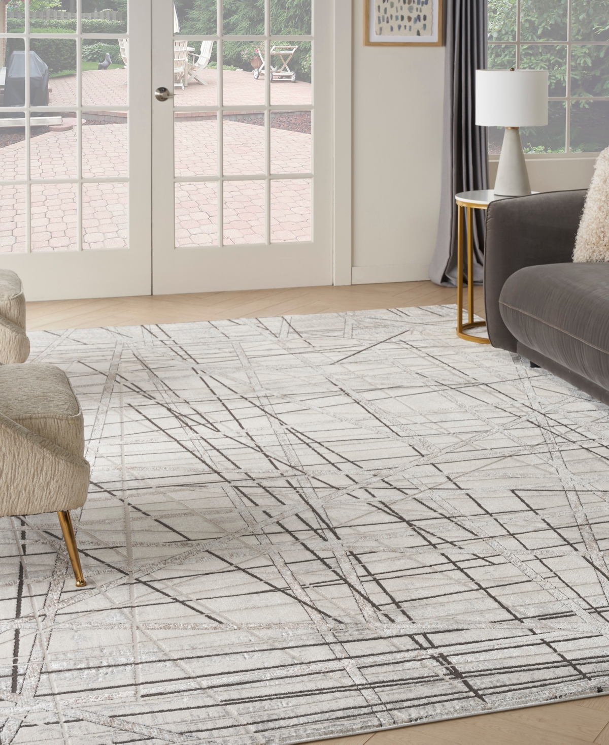 Nourison Home Desire Dsr03 7'10"x9'10" Area Rug In Gray,ivory