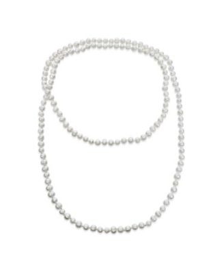 Flapper Hand Knotted Endless Layering Wrapping White Freshwater Cultured Long Rope Pearl Strand Necklace