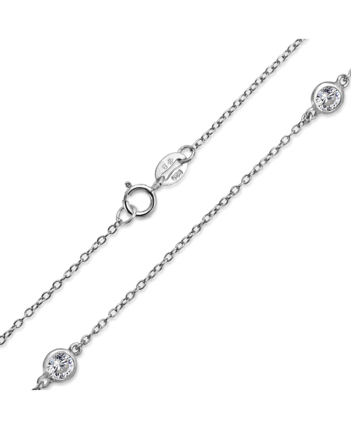 Bling Jewelry Minimalist Simple Wrap Cz By The Yard Tin Cup Chain Necklace For Women Sterling Silver Inch