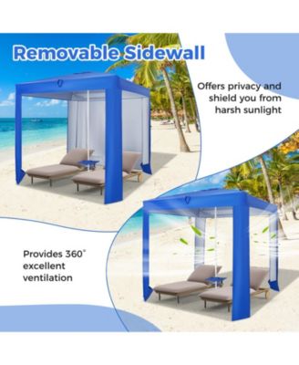 Beach Canopy Tent with Detachable Sidewall and Folding Table-Blue