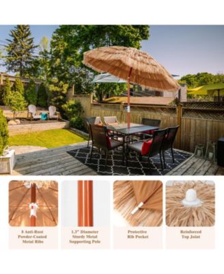 6 Feet Thatched Patio Umbrella with Tilt Design and Carrying Bag