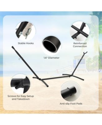 Portable Indoor Outdoor 2-Person Double Hammock Set with Stand and Carrying Cases-Blue