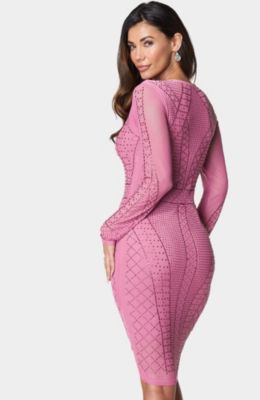 crystal studded mesh dress bebe