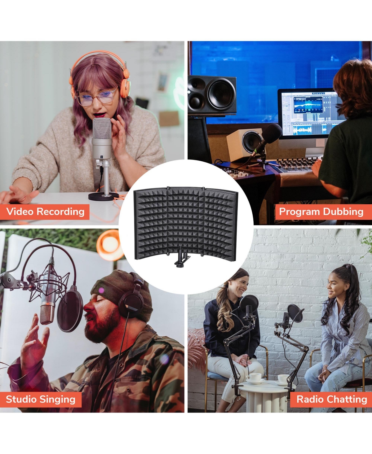 Yescom Studio Microphone Isolation Shield Acoustic Foam Panel Soundproof Filter Recording Panel