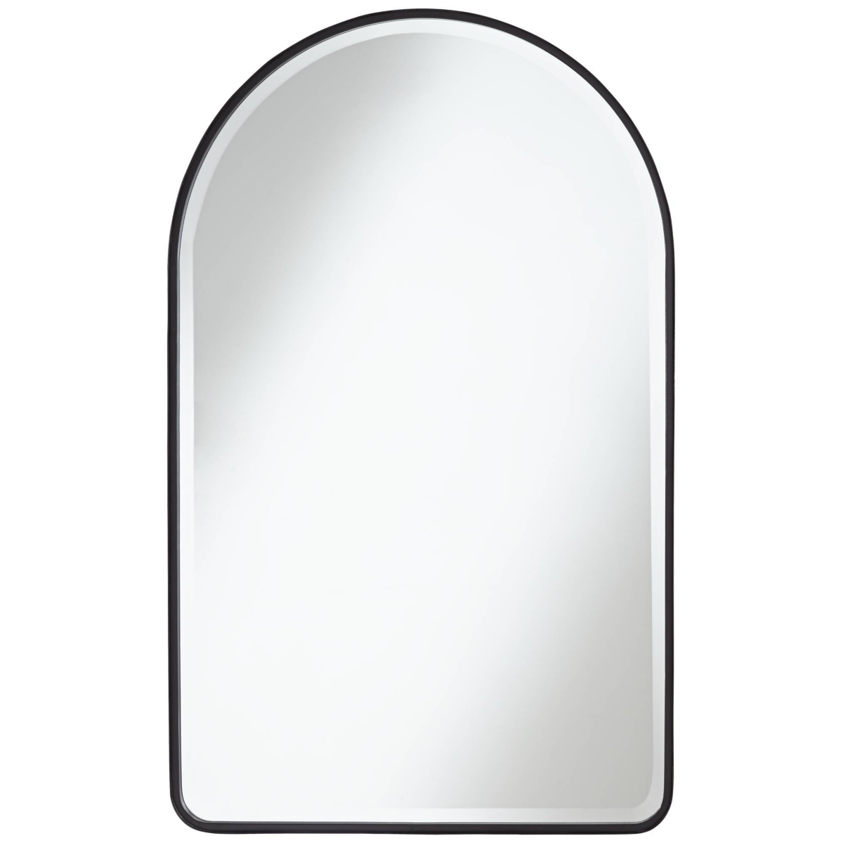Clara Matte Black 24" x 39" Arch Top Mirror - Black
