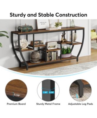 70.9 Inch Long Sofa Table with Shelves, Rustic Console Table with Storage, Industrial Entryway Table TV Stand, Behind Couch Table Accent Tables for Living Room, Hallway, Foyer