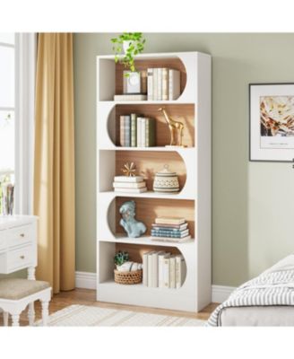 Modern 5-Tier Bookcase, 71-Inch Tall Freestanding Bookshelf with Storage Shelves, Large Open Bookcases Wood Display Shelving Unit