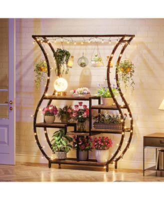 6-Tier Plant Stand, 70.9 Inch Tall Plant Shelf with 10 Hanging Hooks, Vase Shape Ladder Plant Stand, Multi-Purpose Plant Display Rack for Indoor, Balcony, Living Room